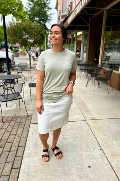 Addie Crew Neck Top - Light Sage