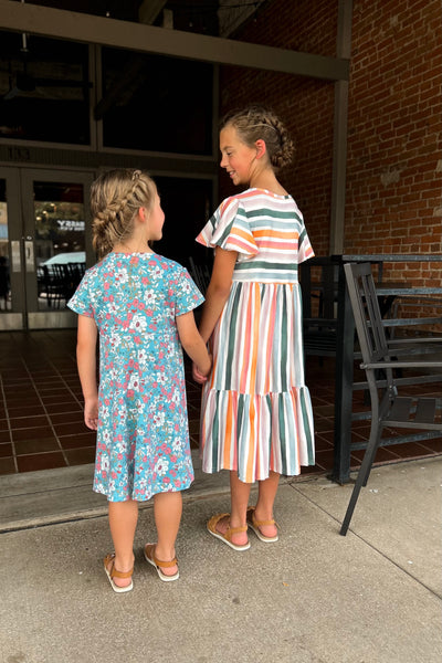 Nicole Girls Dress - Teal Floral