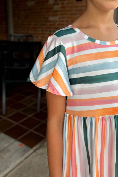 Multicolor Stripe Girls Dress