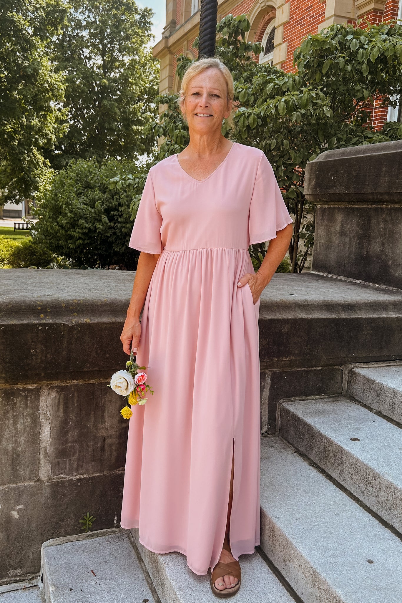 Rosie Chiffon Maxi Dress - Blush