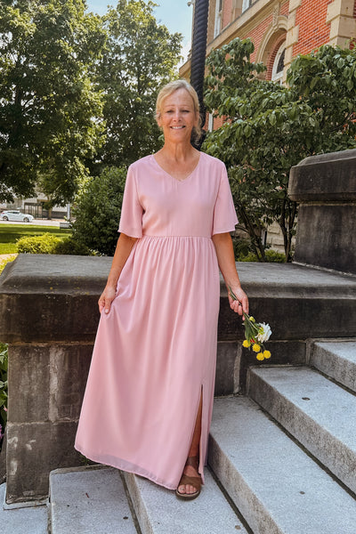 Rosie Chiffon Maxi Dress - Blush