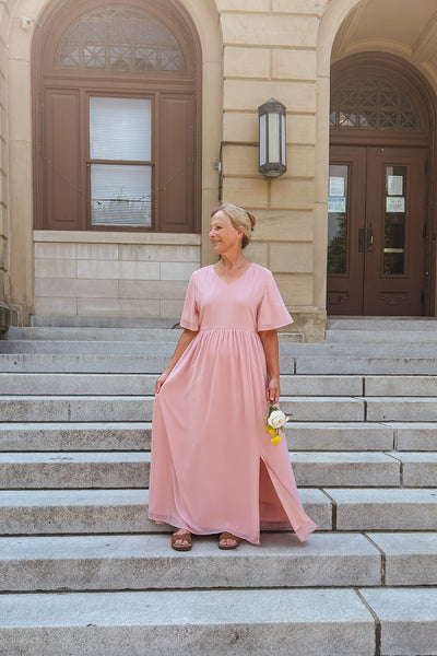 Rosie Chiffon Maxi Dress - Blush