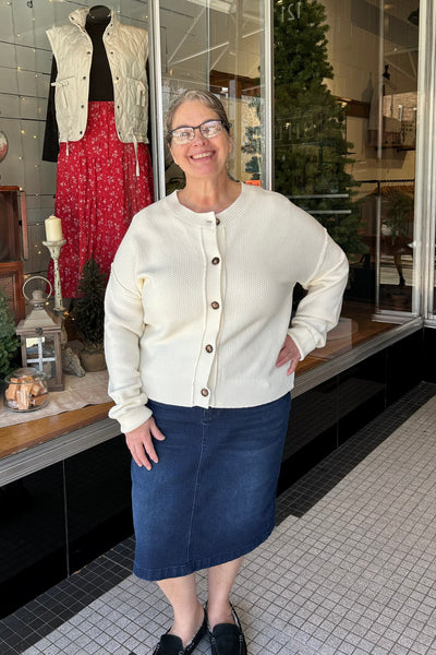 Ella Button Cardigan - Cream