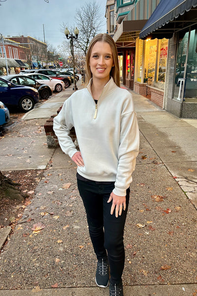 Fleece Zip Sweatshirt - Bone