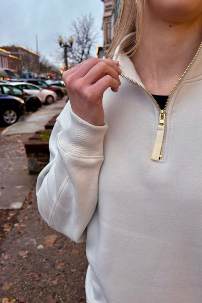 Fleece Zip Sweatshirt - Bone