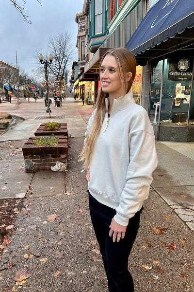 Fleece Zip Sweatshirt - Bone