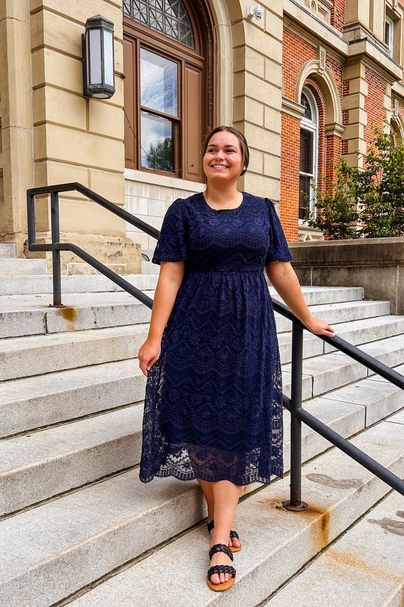 Eleanor Navy Lace Midi Dress I M SHE LLC