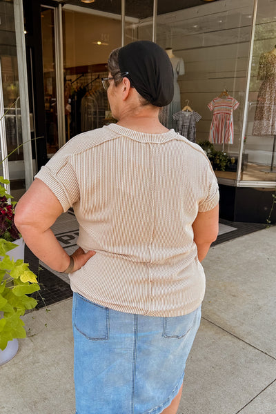 Rib Knit Top - Beige