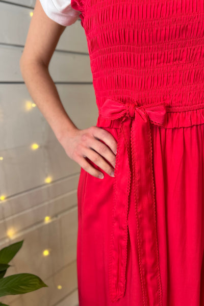 Smocked Midi Dress - Fuchsia