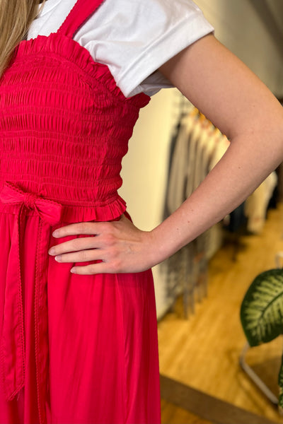 Smocked Midi Dress - Fuchsia