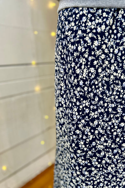 Belinda Print Midi Skirt - Navy