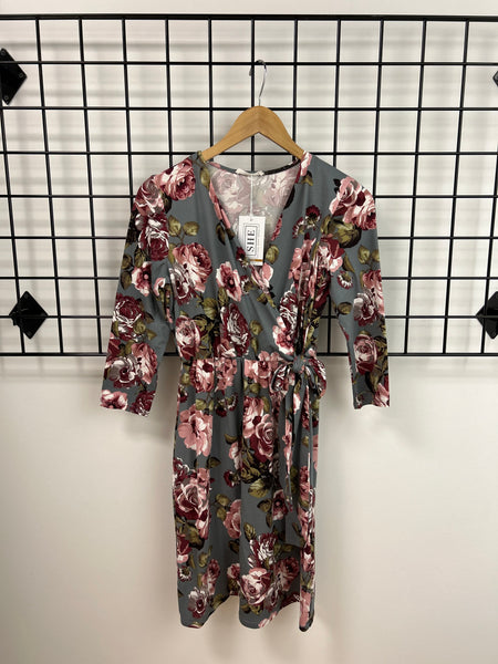 Size Small Knit Grey Floral Dress