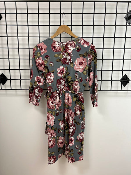 Size Small Knit Grey Floral Dress