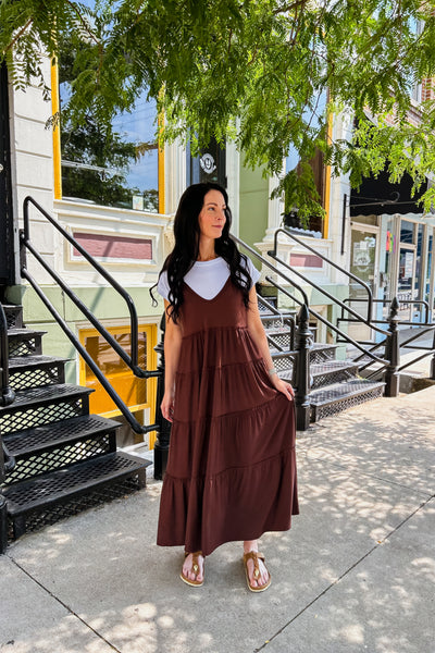 Tiered Cami Maxi Dress - Mahogany