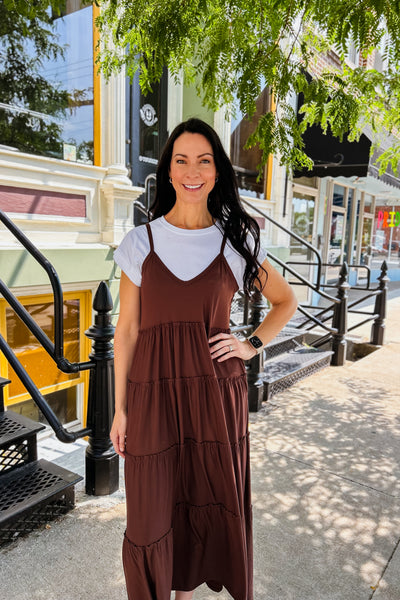 Tiered Cami Maxi Dress - Mahogany