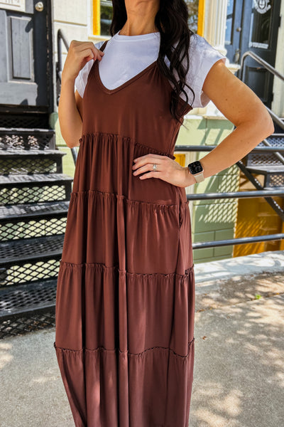 Tiered Cami Maxi Dress - Mahogany