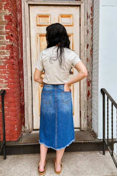 Bethany  Frayed Midi Skirt