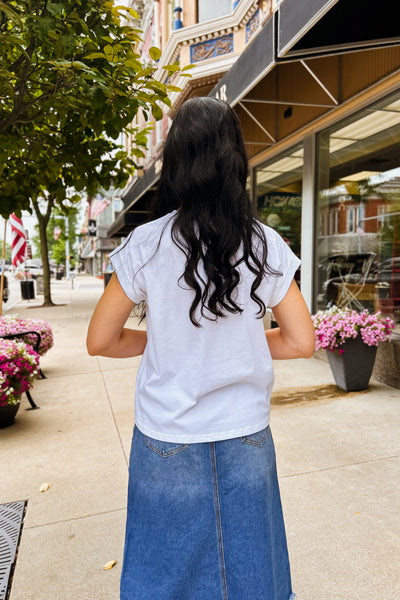 Rolled Sleeve Top - White