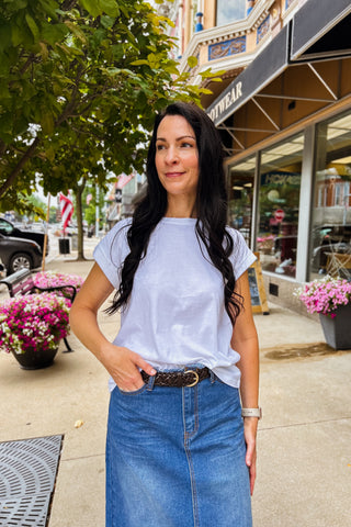 Elevated basic white top with rolled sleeves perfect white cotton top. 