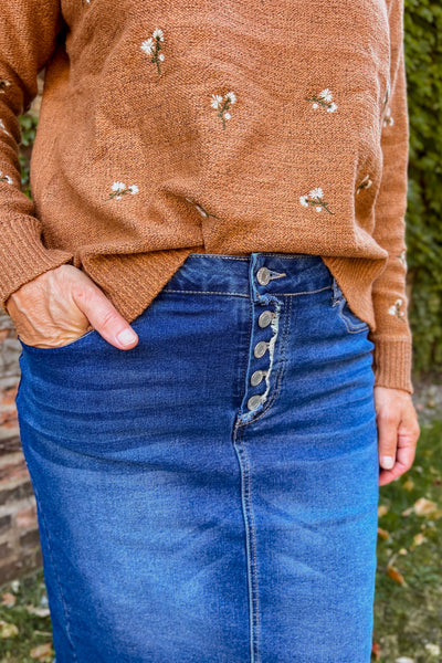 Andrea Button Denim Skirt