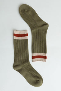 Color Block Socks - Olive