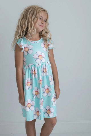 Claire Girls Dress - Mint Floral