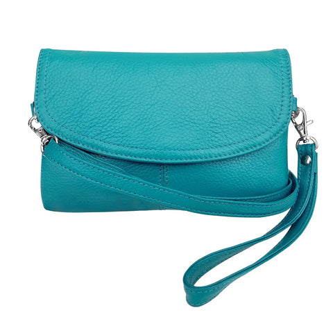 Leather Crossbody Clutch - Turquose