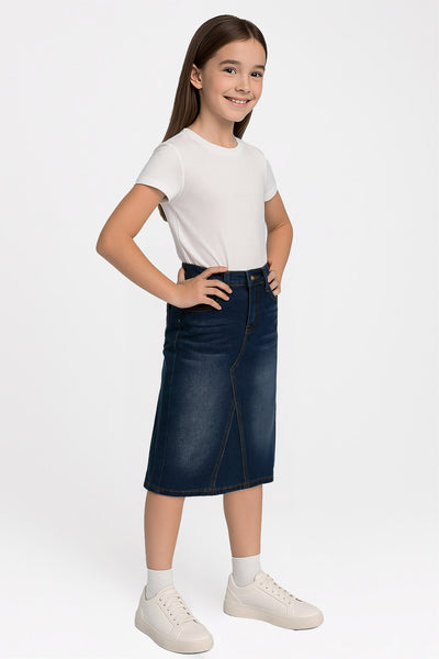 Lucy Girls Denim Skirt  - Dark Wash