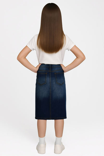Lucy Girls Denim Skirt  - Dark Wash