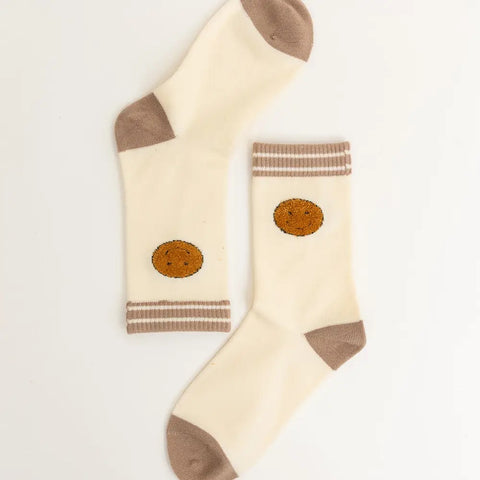 Smiley Cew Socks -Ivory