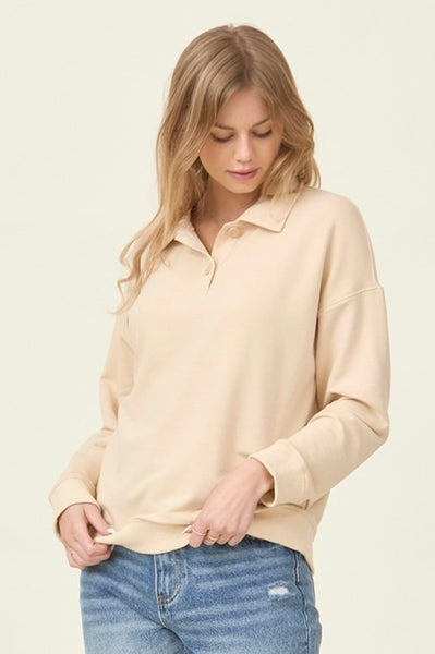 Ella Collared Pullover - Eggshell