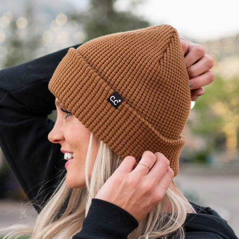 CC Beanie Waffle Knit - Brown