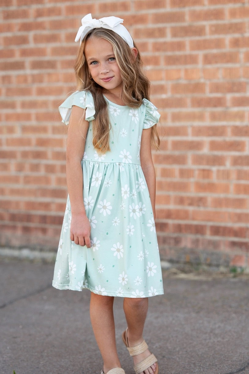 Claire Girls Dress - Sage