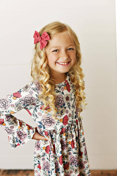 Claire Girls Twirl Dress - Rust