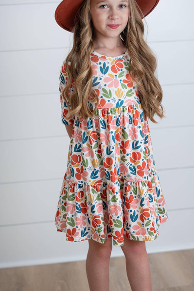 Millie Rust Floral Twirl Girls Dress