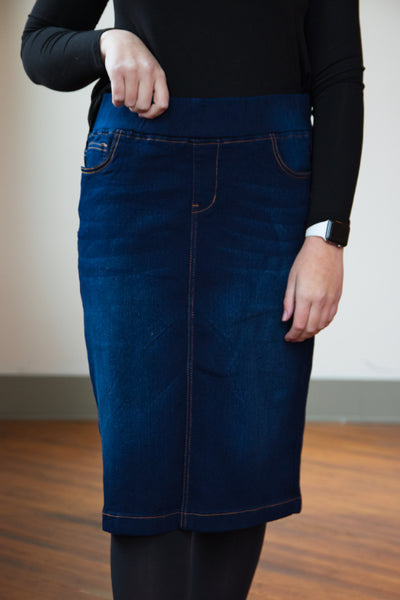 Amanda Dark Wash Denim Skirt