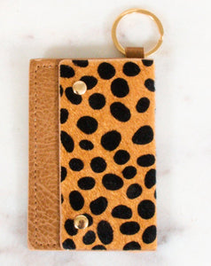 Caila Leather Card Holder - Brown Spots